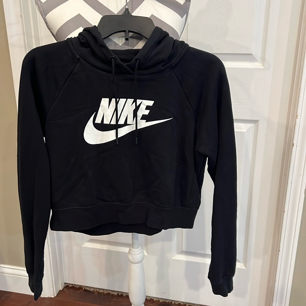 Nike crop pull over black hoodie, size S